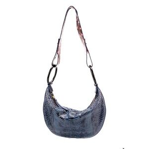 Ling Wu Textured Hobo Shoulder made of real python skin. Barely used like new!